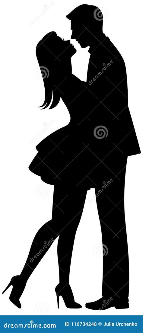 Kiss of Lovers Vector Black Silhouette Stock Vector - Illustration of ...