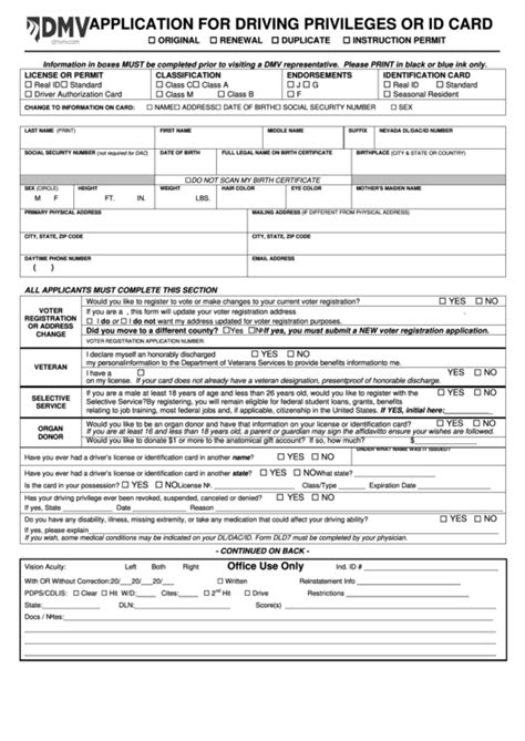 Fillable Form Dmv-002 - Application For Driving Privileges Or Id Card ...