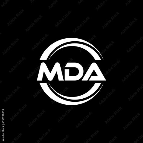 MDA letter logo design with black background in illustrator, vector logo modern alphabet font ...