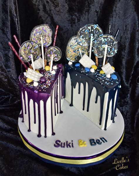 Twin birthday cake in Purple and Navy | Twin birthday cakes, 25th birthday cakes, Cute birthday ...