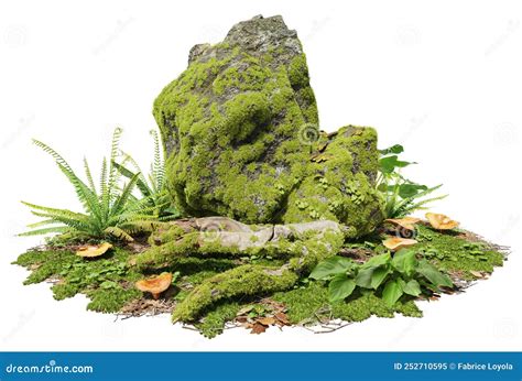 Mossy Rock and Trunk in Forest Stock Image - Image of moss, boulder: 252710595