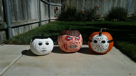 Jason, Freddy and Michael pumpkins | Halloween pumpkin crafts, Pumpkin ...