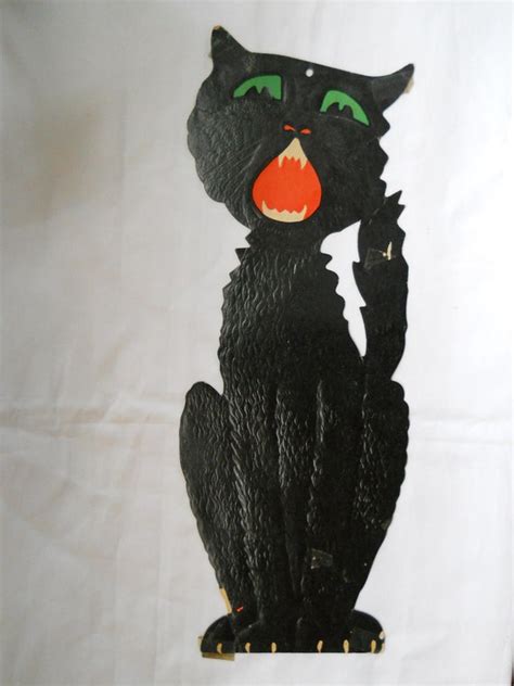 Vintage Black Cat die cut Halloween decoration