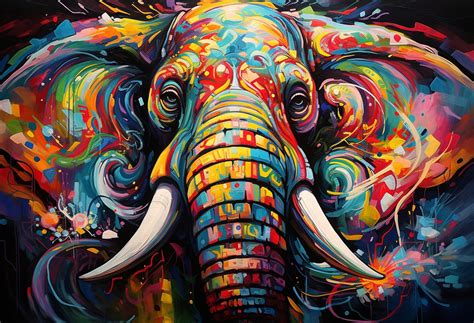Graffiti Art Elephant Portrait Free Stock Photo - Public Domain Pictures