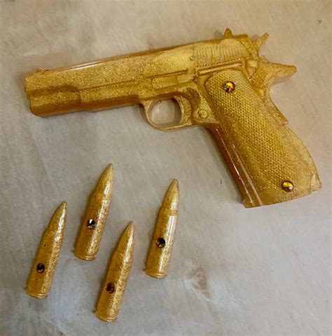 Goldenrod Resin Gun Gold Pistol ETSY Gun Model Faux Gun Pistol | Etsy