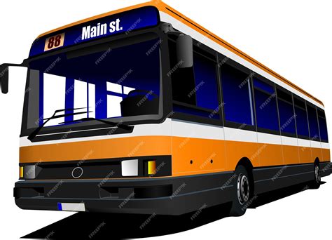 Premium Vector | City bus on the road vector illustration