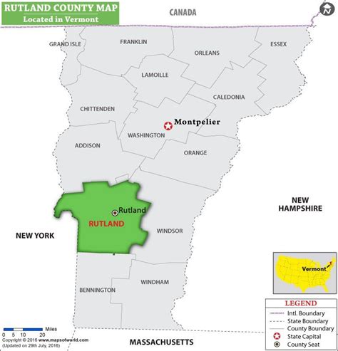 Rutland County Map, Vermont