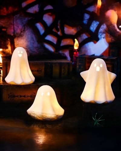 Amazon.com: Halloween Decor Ceramic Ghost Figurine: 4 pcs Cute White ...