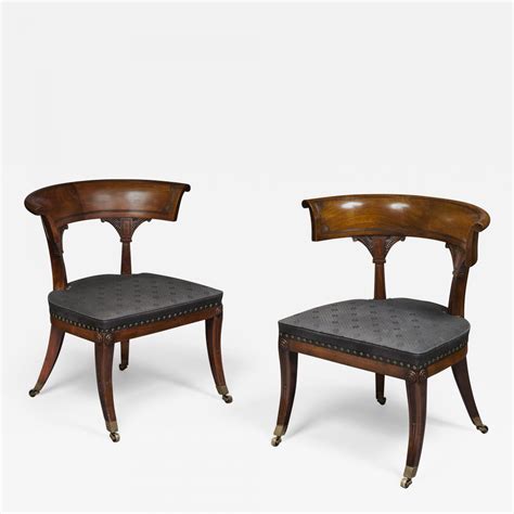 Thomas Hope - Thomas Hope. Pair of Regency Period Mahogany Library Klismos Chairs