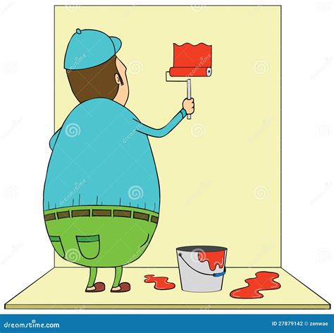 Fat Man Painting Wall Stock Photography - Image: 27879142