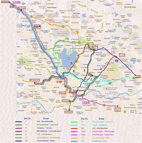 Major Bus Routes of TSRTC in Twin Cities - Hyderabad India Online