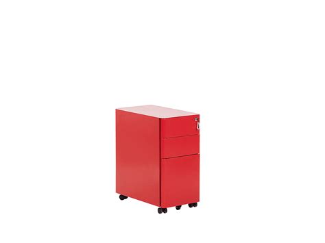 3 Drawer Metal Filing Cabinet Red BOLSENA | Beliani.sk