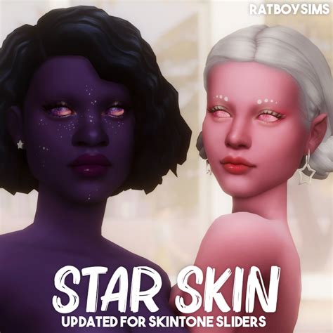 star skin by ratboysims • updated my old alien skins for the skintone patch! • 18 new skintones ...