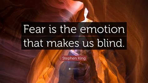 Stephen King Quote: “Fear is the emotion that makes us blind.”