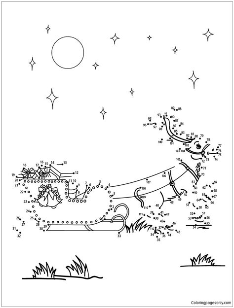 Reindeer And Sleigh Coloring Page - Free Printable Coloring Pages