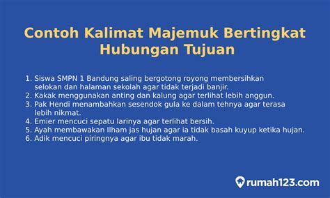 60 Contoh Kalimat Majemuk Bertingkat menurut Jenisnya