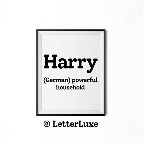 Harry Name Meaning Sign, Harry Printable Baby Shower Gift, Birthday ...