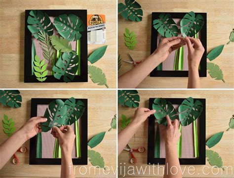 tropical leaf wall art DIY jungle art glue dots - monster lead easy ...