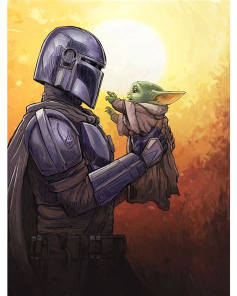 Cámara de los Holocrones on Instagram: ““Mando & Grogu” by Brent Woodside #TheMandalorian # ...