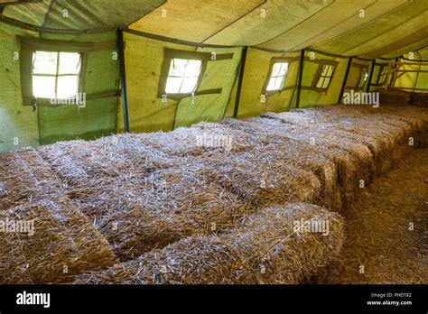 Inside of big military tent Stock Photo - Alamy