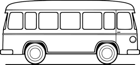 Bus vector illustration Black and white outline Bus coloring book or page for children | Premium ...