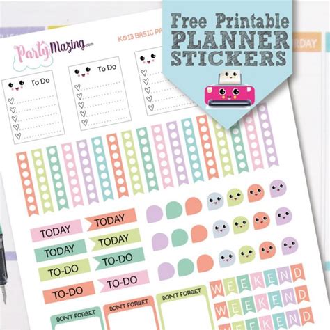 Printable Kawaii Planner Stickers - Free Download - Partymazing