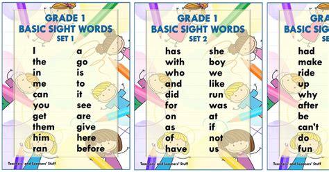 BASIC SIGHT WORDS (Grade 1) Free Download - DepEd Click