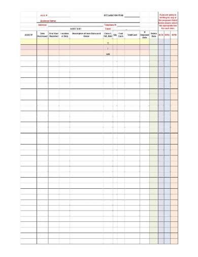 Asset Tracking Spreadsheet Template