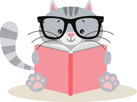 Cute cat sitting reading a book 24675276 Vector Art at Vecteezy