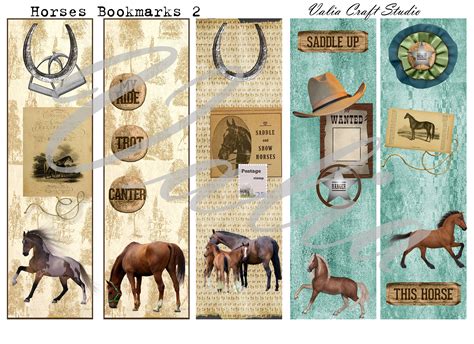 Horses Bookmarks 2 Digital file Printable Instant download | Etsy