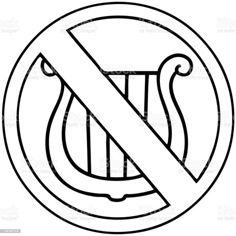 Line Drawing Cartoon Of A No Music Allowed Sign Stock Illustration ...
