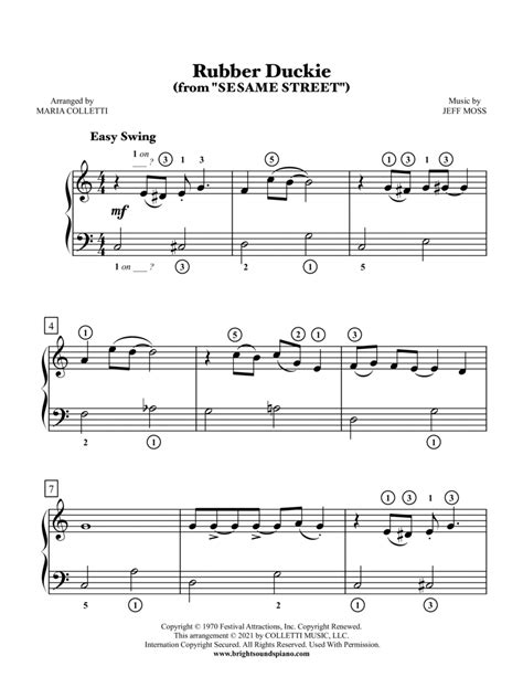 Rubber Duckie (arr. Maria Colletti) by Jeff Moss Sheet Music for Easy Piano at Sheet Music Direct