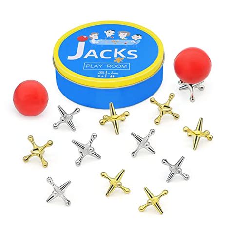 Jacks Game with Ball, Metal Jacks and Ball Set Games for Kids 8-12 ...