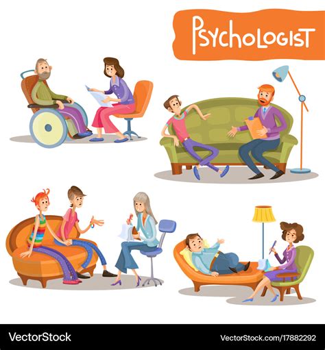 Psychologist private practice cartoon set Vector Image