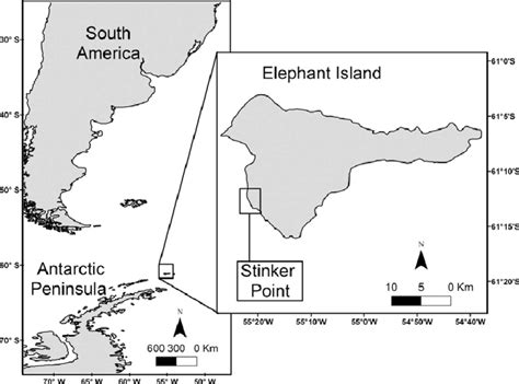 Elephant Island, Antarctica. The circle indicates the study area... | Download Scientific Diagram