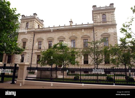 Front view of 18 and 19 Kensington Palace Gardens, central London ...