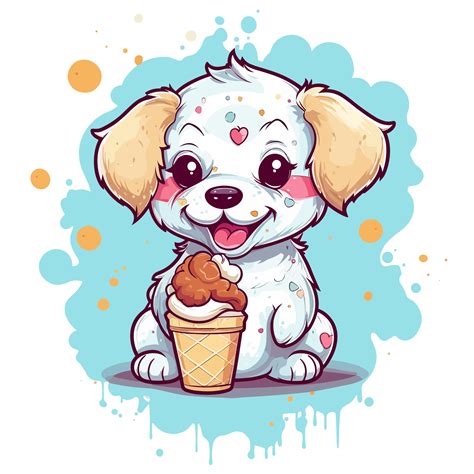 Baby Dog Eating Icecream - AI Generated 24477394 PNG