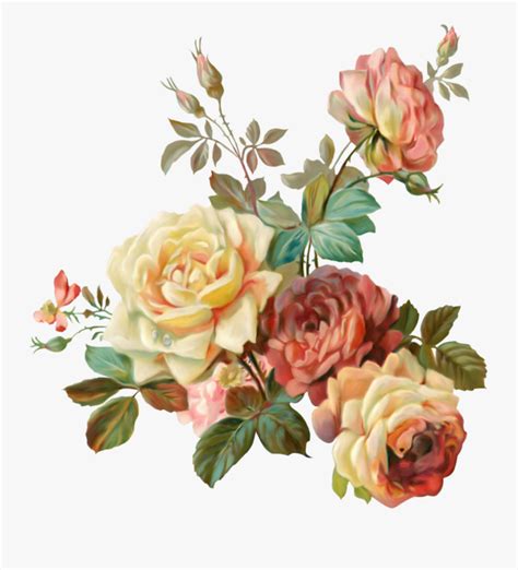 Transparent Vintage Flower Vector Png - Vintage Flower Art Png , Free ...