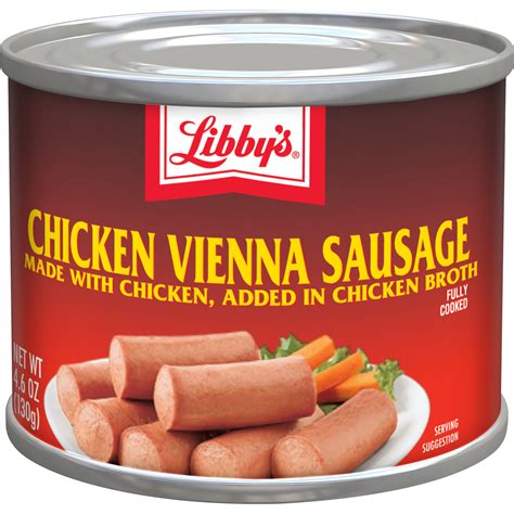 Libby's Chicken Vienna Sausage in Chicken Broth, Canned Sausage, 4.6 Oz ...