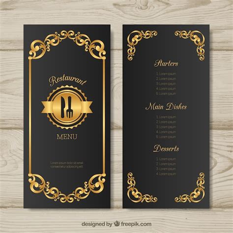 Free Vector | Golden menu template with retro style