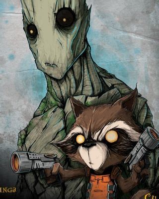 Cool Rocket Raccoon and Groot Character Art from GUARDIANS OF THE GALAXY — GeekTyrant | Comic ...