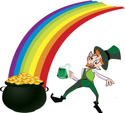 Clipart - Leprechaun and Rainbow