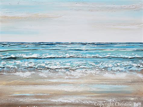 ORIGINAL Abstract Beach Painting Art Textured Coastal Beach Home Decor ...