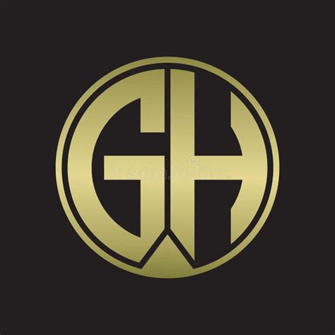 GH Logo Monogram Circle with Piece Ribbon Style on Gold Colors Stock ...