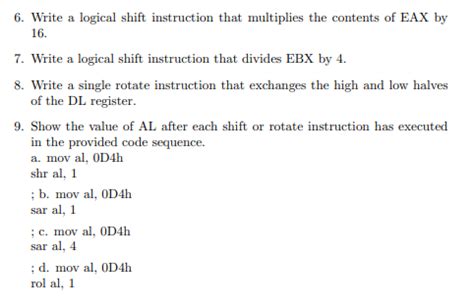 Solved Write a logical shift instruction that multiplies the | Chegg.com