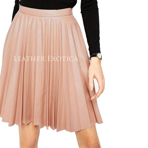 Knife Pleats High Waist Leather Skirt – Leatherexotica