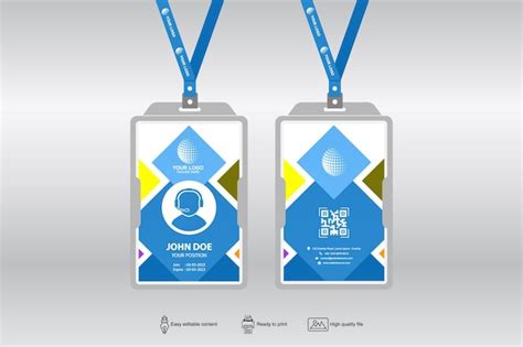 Premium Vector | Vector id badge design template 2 sides