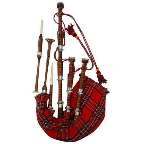 Scottish Great Highland Sheesham wood Bagpipe Full Silver Mounts with ...