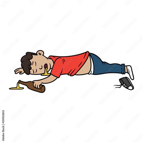 Cartoon Passed Out Drunk Man Vector Illustration Stock Vector | Adobe Stock