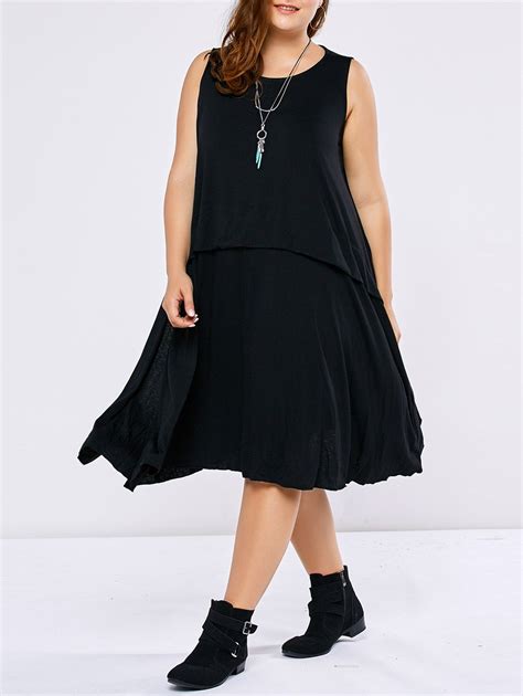 Plus Size Sleeveless Swing Dress, BLACK, ONE SIZE in Plus Size Dresses | DressLily.com